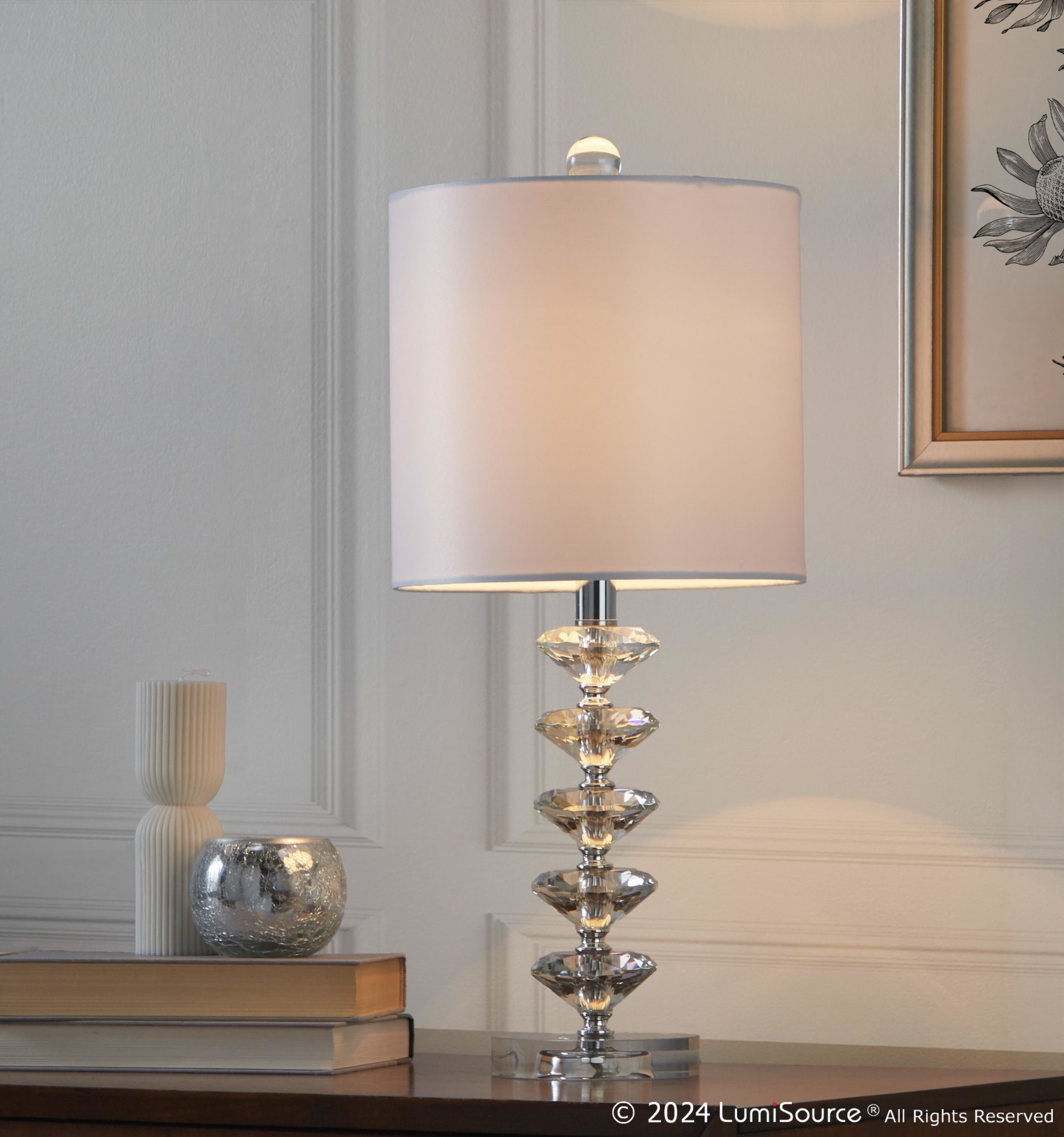 Diamond Stacked 23" Crystal Table Lamp - Set Of 2